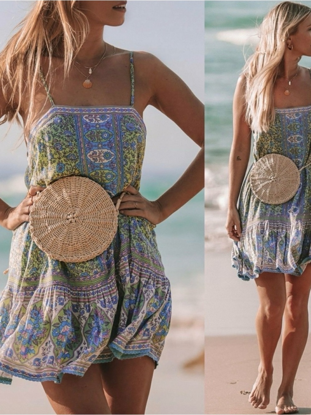 Spell & The Gypsy Jasmine Strappy Mini Dress XL Green